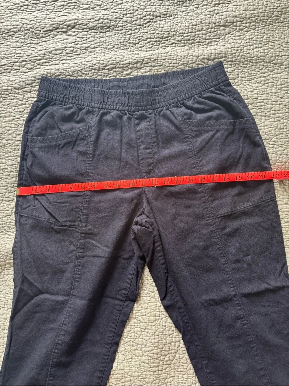 Old Navy Black High-Rise Straight Taper Linen Blend Pants L - Picture 8 of 12